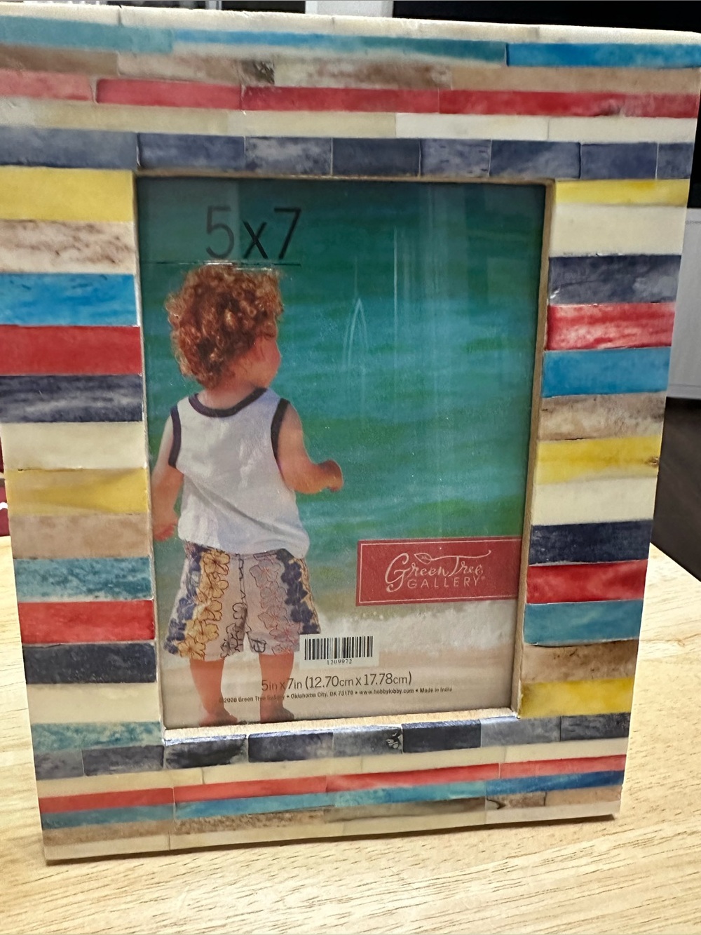 Green Tree Gallery 5x7 Colorful Striped Photo Frame